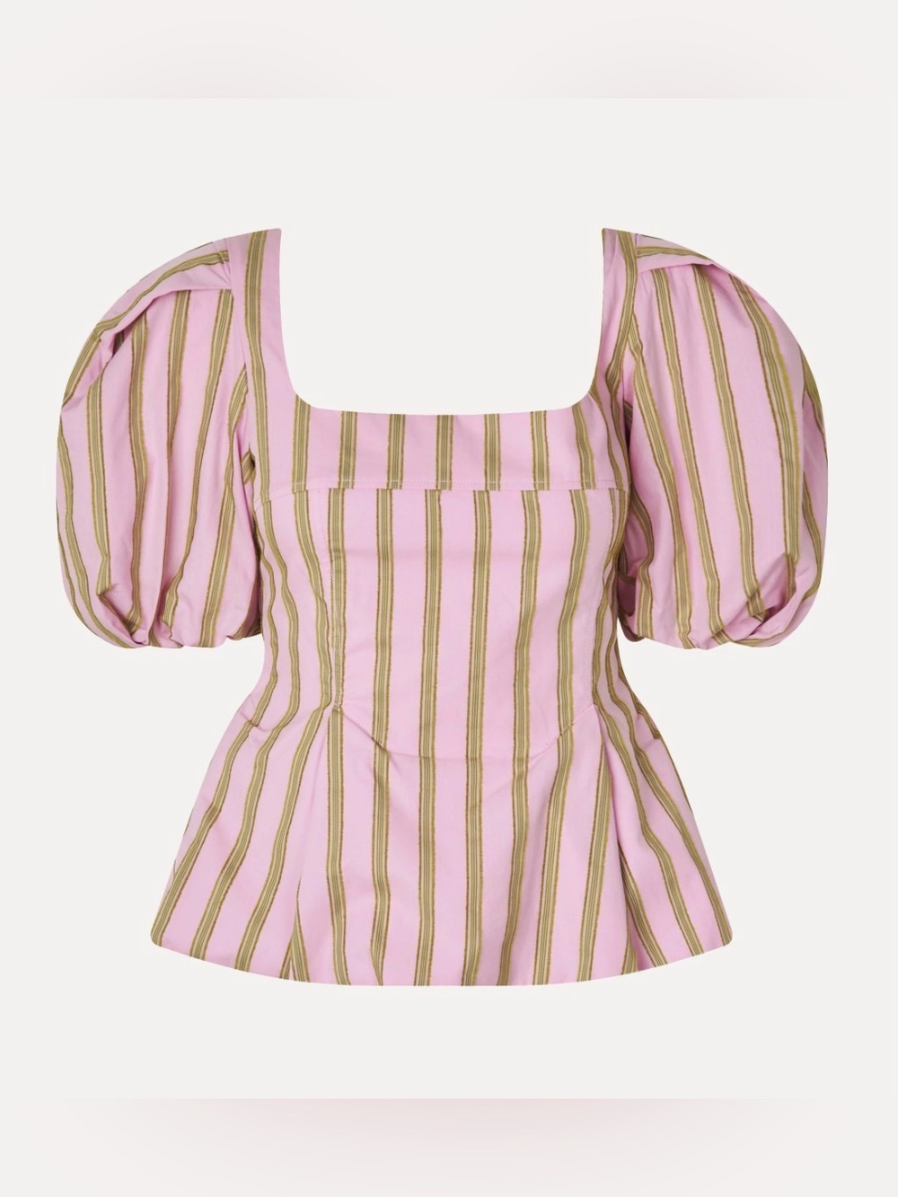 Stine Goya Wallpaper Stripe Puff Sleeve Top XS 🌸💚✨